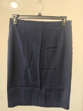 Ellen Tracy Dark Navy Straight Pencil Skirt